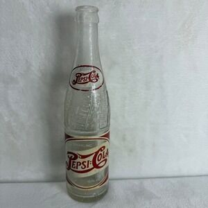 VTG Pepsi Cola Double Dot Glass Bottle Austin Texas Red Logo Swirl Embossed